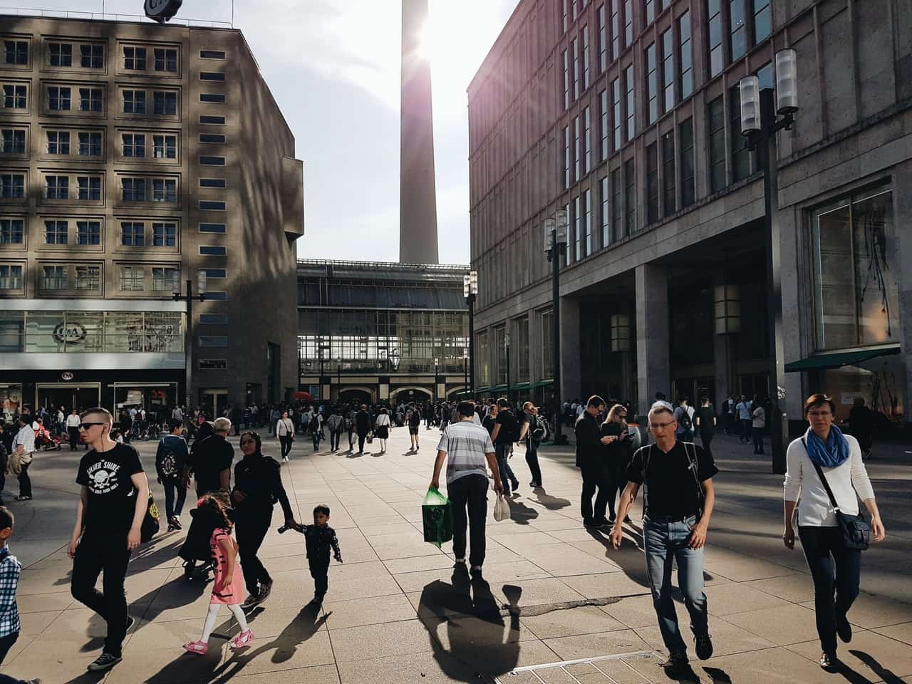 expats and germans busy at alexanderplatz